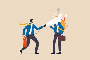 A graphic of a person using a fire extinguisher on burning person. IFS therapy in Phoenix, AZ can help you understand each aspect of your mind. Learn more about internal family systems in Arcadia, AZ by contacting an IFS therapist in Phoenix, AZ today.